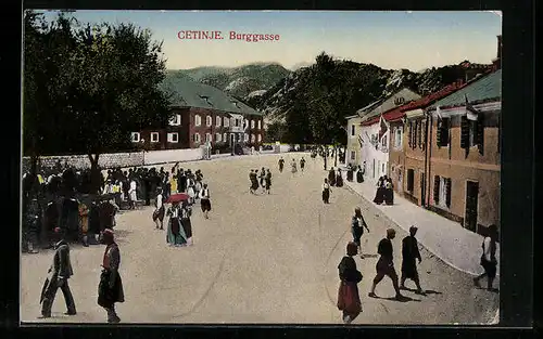 AK Cetinje, Blick auf die Burggasse