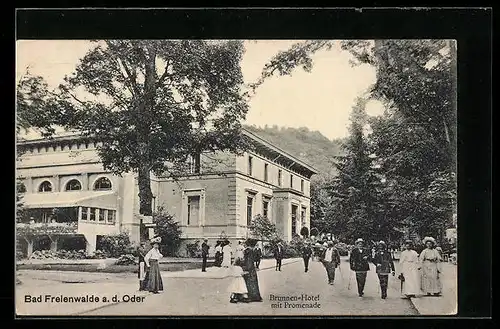 AK Bad Freienwalde a. d. Oder, Brunnen-Hotel mit Promenade