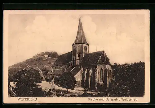 AK Weinsberg, Kirche und Burgruine Weibertreu