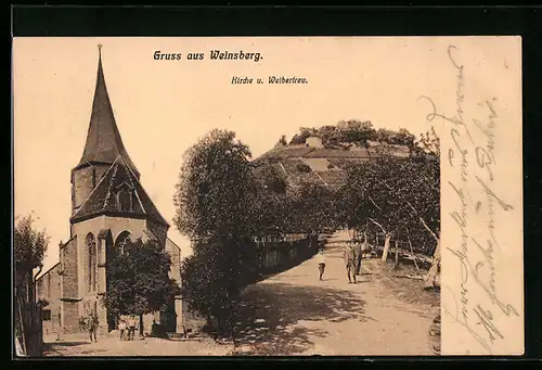 AK Weinsberg, Blick auf die Kirche und Weibertreu