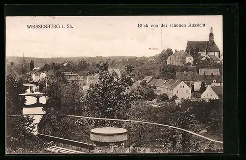 AK Weissenberg i. Sa., Blick von der schönen Aussicht