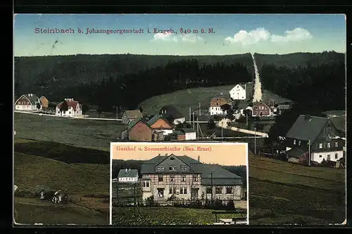 AK Steinbach b. Johanngeorgenstadt, Gasthof von Ernst, Teilansicht