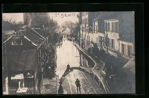 AK Saint-Denis, la crue, Avenue de Paris