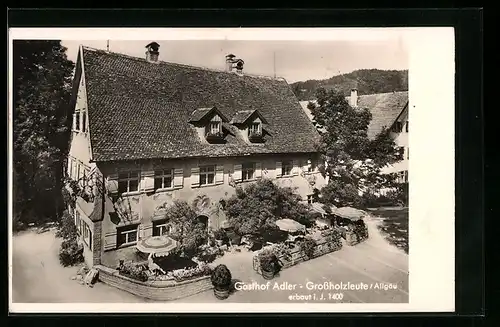 AK Grossholzleute /Allg., Gasthof Adler Geschw. Würzer aus der Vogelschau