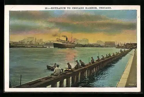 AK Chicago, Entrance to Chicago Harbour, Hafen