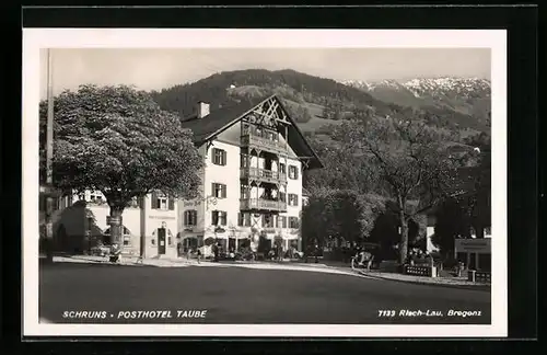 AK Schruns, Blick zum Posthotel Taube