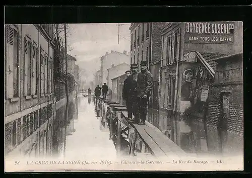 AK Villeneuve-la-Garenne, La Rue du Boccage, La Crue de la Seine