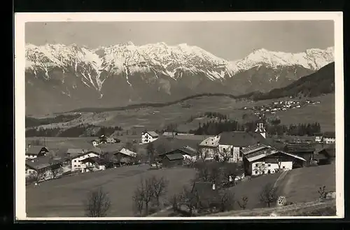 AK Schönberg im Stubaital, Ortsansicht aus der Vogelschau