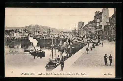 AK Cherbourg, L`Avant-Port du Bassin du Commerce et le Quai Caligny, Hafen