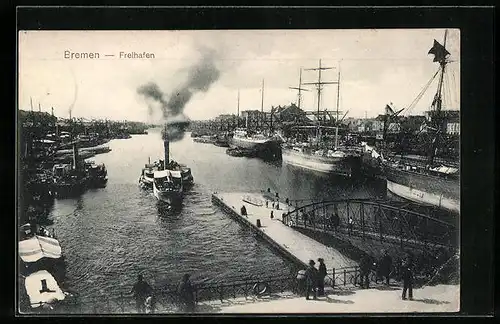 AK Bremen, Schiffe unterwegs im Freihafen