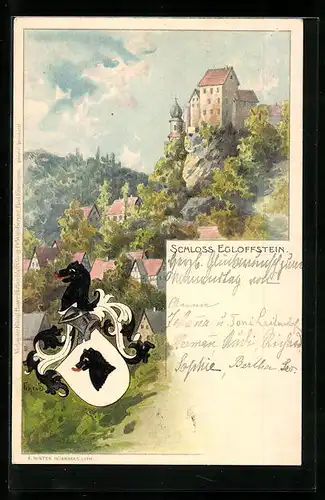 Lithographie Egloffstein, Blick auf das Schloss