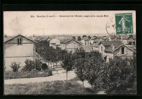 AK Houilles, Boulevard de l`Avenir, angle de la rue du Midi