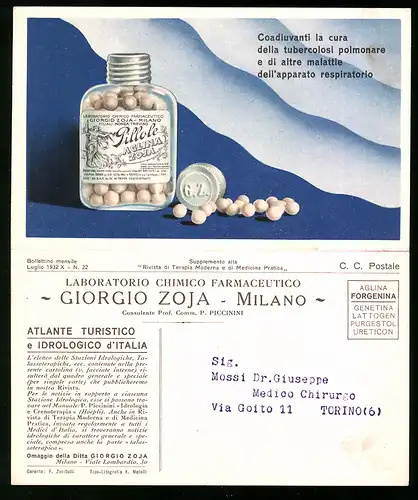 Klapp-AK Reklame für Pillole Aglina Zoja, Giorgio Zoja-Milano, Landkarte der Region um die italienische Stadt Matera