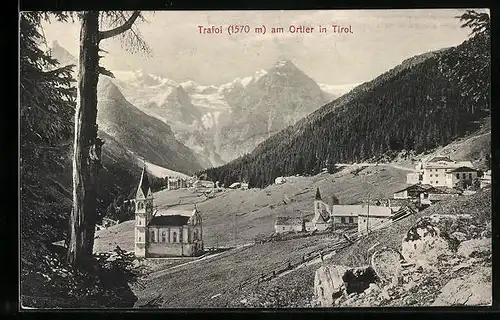 AK Trafoi /Ortler, Ortsansicht mit Kirchen