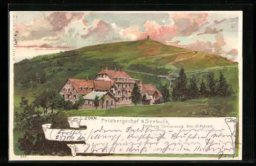 Künstler-AK Ludwig Zorn: Feldberg /Schwarzwald, Gasthaus Feldbergerhof & Seebuck