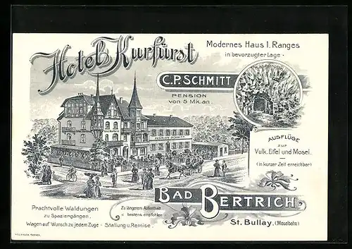 AK Bad Bertrich, Hotel Kurfürst und Pension Schmitt, Käsegrotte