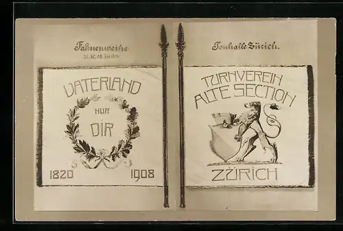 AK Zürich, Fahnenweihe des Turnverein Alte Section 1908