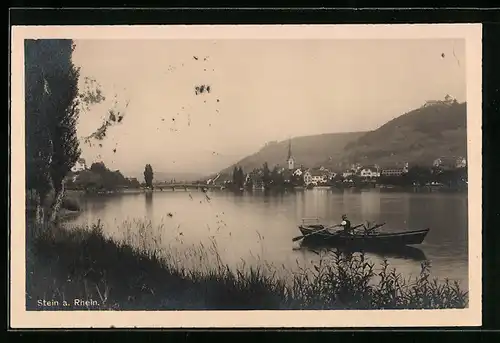 AK Stein a. Rhein, Uferpartie mit Boot