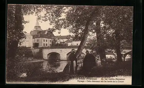 AK La Celle-Dunoise, Paysage, coin charmant sur lss bords de la Creuse