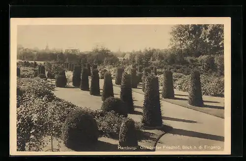 AK Hamburg, Ohlsdorfer Friedhof-Blick nach d. Eingang