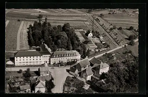 AK Mingolsheim, Schwefelbad St. Rochus vom Flugzeug aus