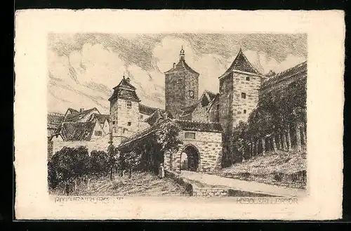 Künstler-AK Rothenburg o. T., Kobolzellertor