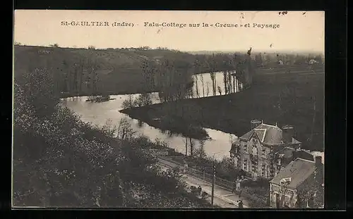 AK Saint-Gaultier, Falu-Cottage sur la Creuse et Paysage