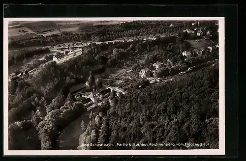 AK Bad Schwalbach, Partie b. Kurhaus Paulinenberg vom Flugzeug aus