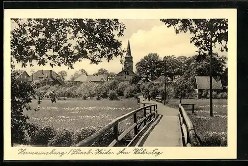 AK Hermannsburg /Lüneb. Heide, idyllische Aussicht am Wehrsteg