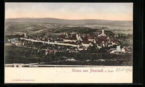 AK Neustadt a. Saale, Ortsansicht aus der Vogelschau