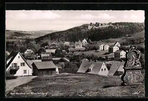 AK Bad Neustadt, Ortsansicht mit Ruine Salzburg