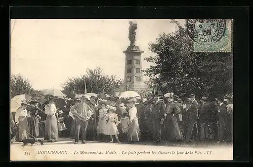 AK Moulineaux, le Monument du Mobile, la foule pendant les discours le Jour de la Fete