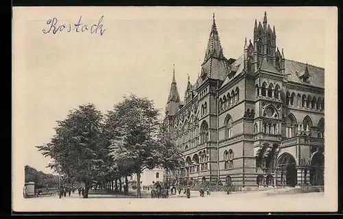 AK Rostock, Wallstrasse mit Ständehaus