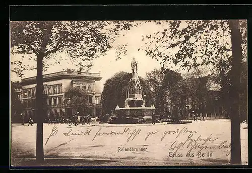 AK Berlin-Tiergarten, Partie am Rolandbrunnen