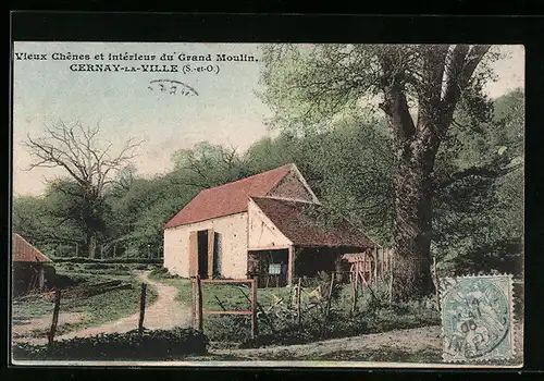 AK Cernay-la-Ville, Vieux Chenes et intérieur du Grand Moulin