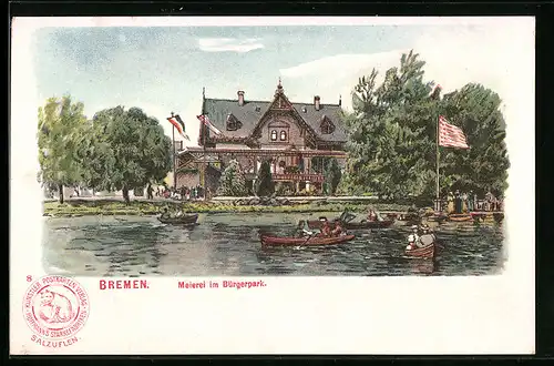 Lithographie Bremen, Meierei im Bürgerpark