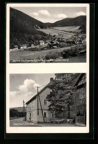 AK Hockeroda /Th., Gasthof-Pension Zeuner mit Strasse, Ortsansicht Sormitzgrund-Leutenberg