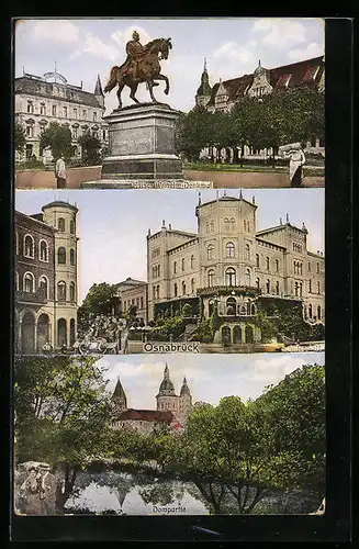 AK Osnabrück, Kaiser Wilhelm Denkmal, Dompartie