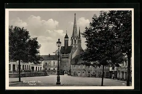 AK Burgstädt i. Sa., Markt