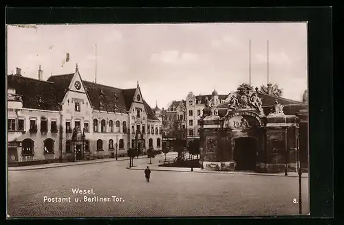 AK Wesel, Postamt und Berliner Tor