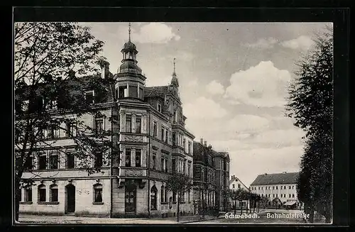 AK Schwabach, Wohnhäuser in der Bahnhofstrasse