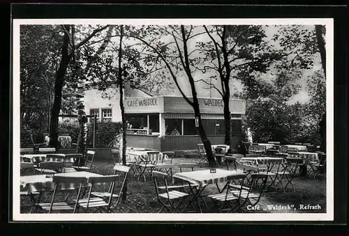 AK Refrath bei Bensberg, Cafe Waldeck, Gartenterrasse, auf der Kaule 22