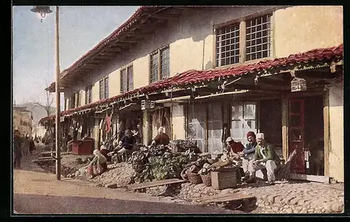 AK Albanien, Ladenstrasse in einem Bazar