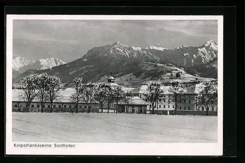 AK Sonthofen, Blick auf die Karpathenkaserne im Schnee