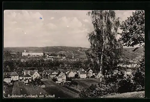 AK Rudolstadt-Cumbach, Ortsansicht mit Schloss