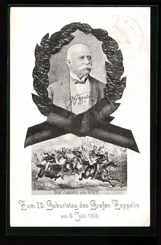 AK Ganzsache PP27C189: Zum 75. Geburtstag des Grafen Zeppelin 1913