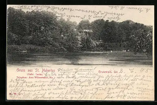 AK Berlin-Grunewald, Blick auf den Hubertussee