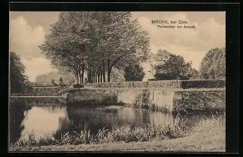 AK Brühl, Parkweiher mit königlichem Schloss