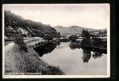 AK Kahla, Leuchtenburg, Saalespiegelung