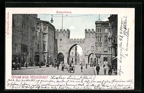 AK München, Blick auf das Karlsthor